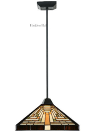 7881 * Hanglamp Zwart  H80 - 50cm met Tiffany kap 36x36cm Ray of Light