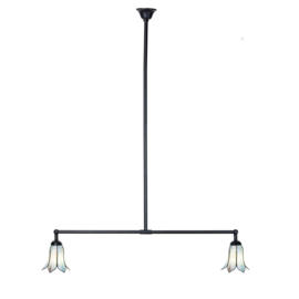 8185 Hanglamp Zwart B90cm met 2 Tiffany kappen Ø16cm Gentian