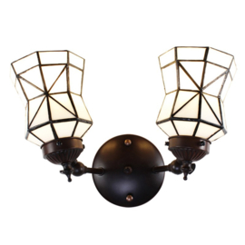 6211 * Wandlamp Met 2 Tiffany kappen Ø13cm Paris