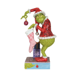 Grinch Holding Stocking  H20cm Jim Shore 6010781 retired, laatste exemplaren.