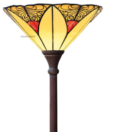 KT32 Vloerlamp Uplight Bruin H184cm met Tiffany kap Ø35cm Sunset