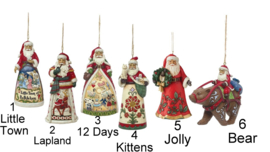 Set van 6 Jim Shore Santa Hanging Ornament retired