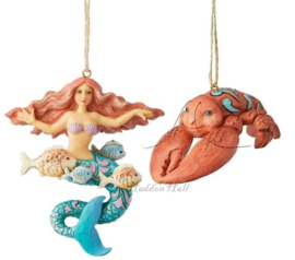 Coastal Mermaid & Coastal Lobster - Set van 2 Jim Shore Hanging Ornaments