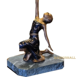 5992 Tafellamp  Golden Art Deco Lady H40cm met Tiffany kap Ø18cm Odette