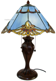 161072 Tafellamp Tiffany H58cm Ø40cm Modry
