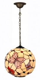 1169 Hanglamp Tiffany Bol Ø35cm Pink Butterfly