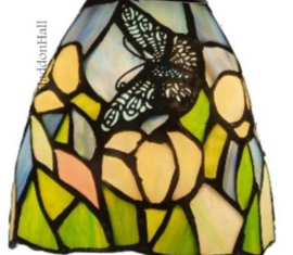 9307 * Bureaulamp - Tafellamp  H51cm met Tiffany kap Ø11cm Vlinder