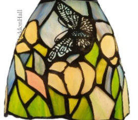 9307 * Bureaulamp - Tafellamp  H51cm met Tiffany kap Ø12cm Vlinder