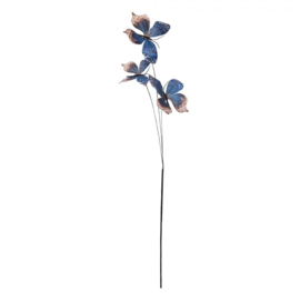 ' Vlinder Tak Textiel SET VAN 12 H65cm Blauw 50883