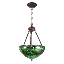 9336GR * Hanglamp H126cm met Tiffany kap Ø31cm Dragonfly Green