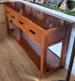 Sidetable met onderblad B170cm H80cm D45cm met onderblad - Massief Teakhout