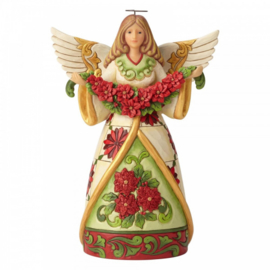Winter Beauty In Bloom  24cm Angel with Poinsettia Garland - Jim Shore 6002902 retired