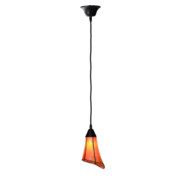 Hanglamp Textielsnoer Zwart met Tiffany kap Kleine Calla Oranje-Rood PREORDER