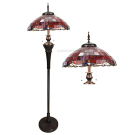 6291 * Vloerlamp Bruin Bolling H166 met Tiffany kap Ø51cm Velvet