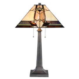 6320 * Tafellamp H75cm met  Tiffany kap 46x46cm Durham