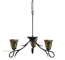 9920  Hanglamp Ø80cm Lovely met 3 Tiffany kappen Ø12cm Libelle