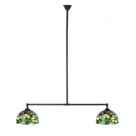 8124 Hanglamp Zwart B90cm met 2 Tiffany kappen Ø25cm Hortensia '