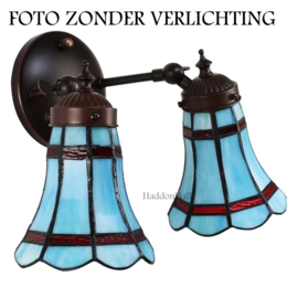 6213 * Wandlamp met 2 Tiffany kappen Ø13cm Indigo Blue