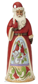 Santa Holding Cardinal Statue H 50cm! Jim Shore 6001467 Kerstman retired *