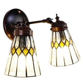 6210 * Wandlamp met 2 Tiffany kappen Ø13cm Medallion