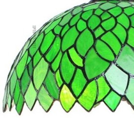 6224 * Vloerlamp Zwart H160cm met Tiffany kap Ø41cm Green Leaves