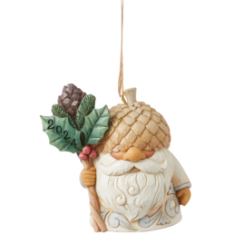 White Woodland Gnome Dated 2024 Ornament * H8cm Jim Shore 6015163 begin juni