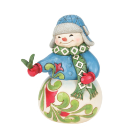Snowman with Evergreen Sprig "Wishing You a Merry Christmas" Jim Shore 6017015
