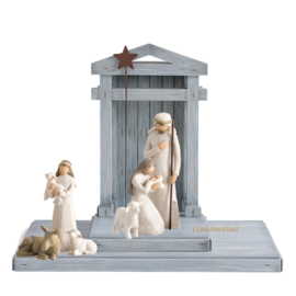 Willow Tree  Set 7-delig "Nativity Shelter" & "Nativity Set" H43cm   Susan Lordi