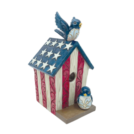Patriotic Birdhouse H13,5cm Jim Shore 6012435 Vogelhuisje