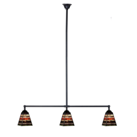 8117 Hanglamp Zwart B90cm met 3 Tiffany kappen 13x13cm Industrial '