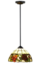5786 Pendant Zwart met Tiffany kap Ø26cm Sussex