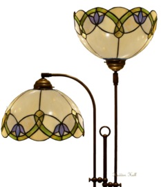 5918 * Vloerlamp Verstelbaar met 2 Tiffany kappen Ø30cm Luna