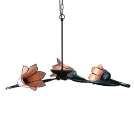 8184 * Hanglamp Lovely Ø80cm met 3 Tiffany kappen Ø16cm Gentian Purple