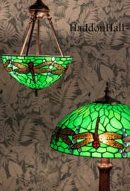 9336GR * Hanglamp H126cm met Tiffany kap Ø31cm Dragonfly Green