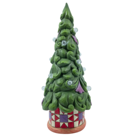 Tree Illuminated with Star Patterned Base H 22 cm Jim Shore 6012902 , retired