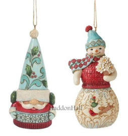 Winter Wonderland Gnome & Snowman - Set van 2 Hanging Ornament - Jim Shore *