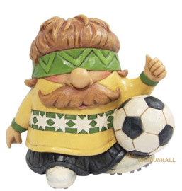 Gnome Soccer Player "Goal-Oriented" H 11cm Jim Shore 6014485 retired item , made in 2023, voetbal gnoom.