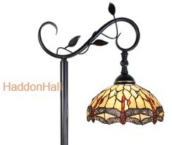 DT1034Y * Vloerlamp H152cm met Tiffany kap Ø25cm Dragonfly Beige