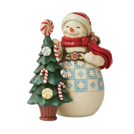 Snowman with Candy Tree H23cm Jim Shore 6009590 retired, laatste exemplaren *