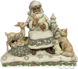 White Woodland Santa Sitting Among Animals H19cm Jim Shore 6011615 retired item
