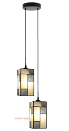 8131 ' Rozet Ø12cm met 2 Tiffany kappen 12,5 x 12cm Mondriaan