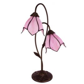 6257 Tafellamp Bureaulamp H61cm met 2 Tiffany kappen Ø18cm Plain Pink