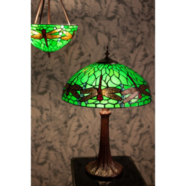 9337GR * Tafellamp H57cm met Tiffany kap Ø41cm Dragonfly Green