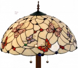 5382 9454  * Vloerlamp Tiffany  Ø50cm  Pink Butterfly Ronde voet