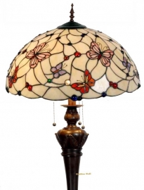 5382 9459 * Vloerlamp met Tiffany kap Ø50cm  Pink Butterfly Bolling in de voet