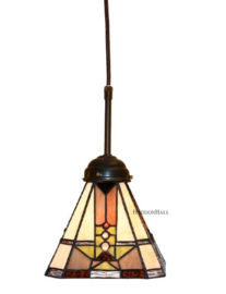 6100 Hanglamp Textielsnoer met Tiffany kap 17x17cm Schuitema