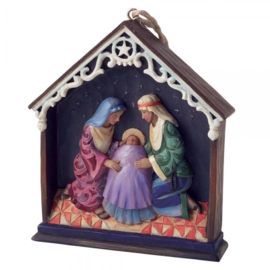 Holy Family in Stable Ornament uit 2011! H9cm Jim Shore 4025303 * Retired