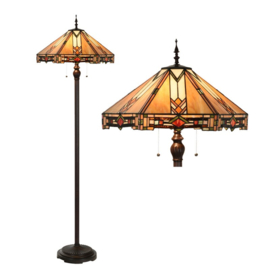 6324 * Vloerlamp Bruin H160cm met Tiffany kap Ø50cm Durban