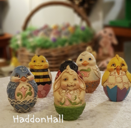 Holiday Eggs Set van 6 Jim Shore eieren 6003620 uit 2016 handpainted paasei egg ei * retired