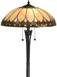 T048L Vloerlamp Zwart H158cm met Tiffany kap Ø50cm Brooklyn